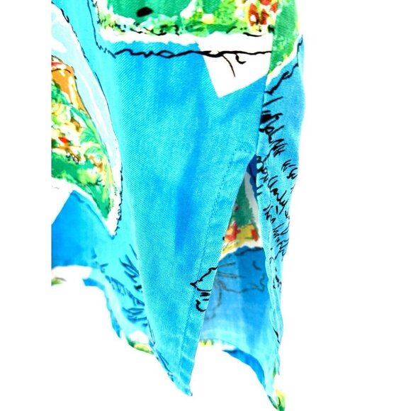 Vintage CLIO Hawaiian Blue Shirt Silk Medium - Picture 4 of 10